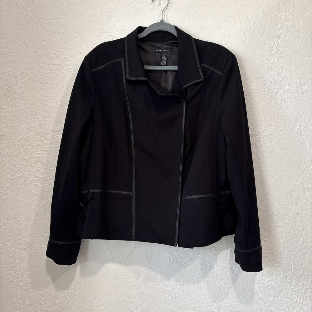 Women's Chico's Black Label Black Blazer Jacket Size xL(441T)